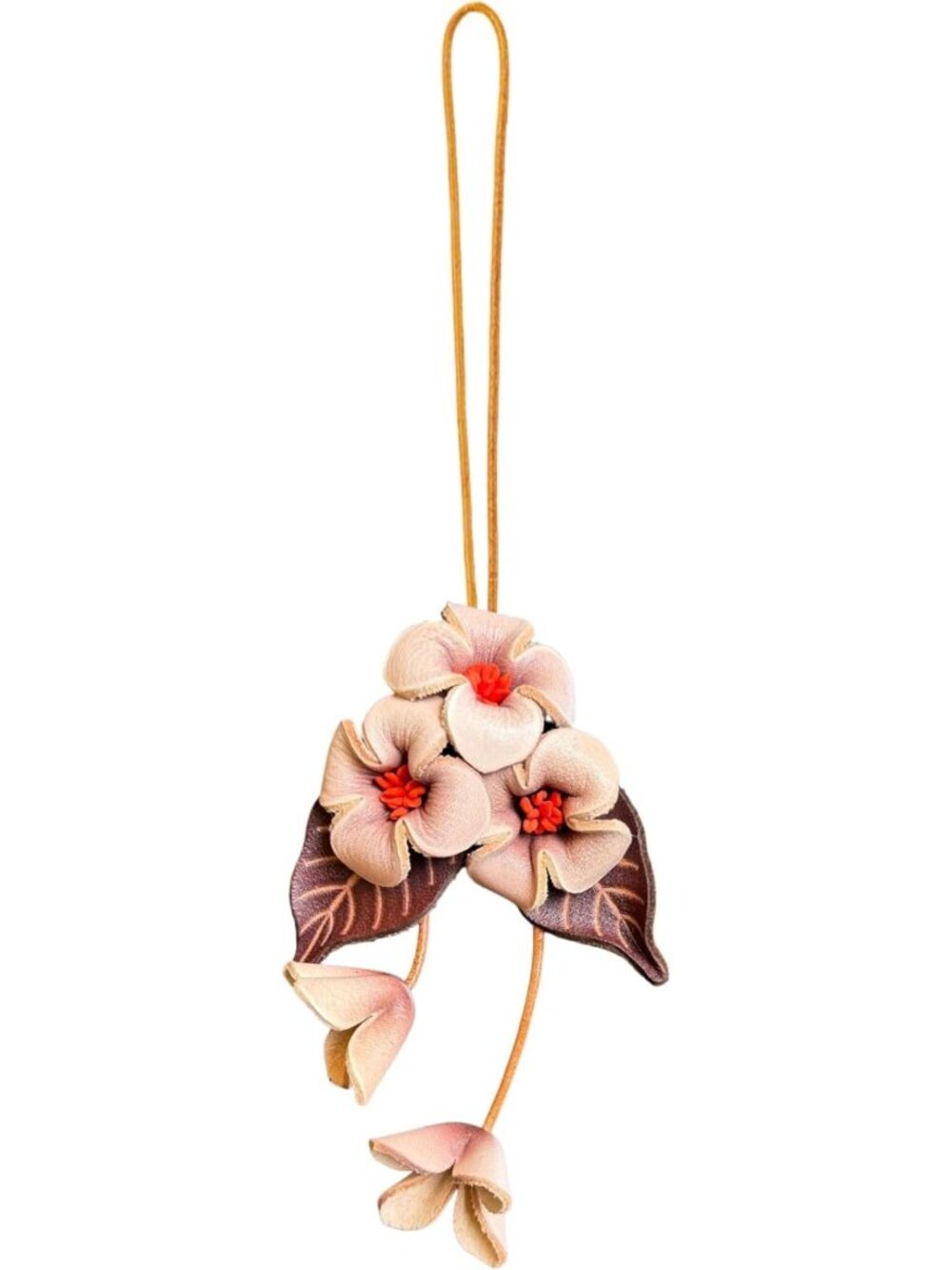 Boho Genuine Leather Flower Keychain | Cute Handbag & Purse Charms for Women